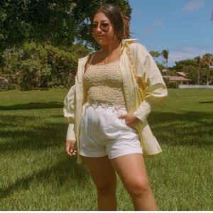 Embroidered Pastel Yellow Tank Top